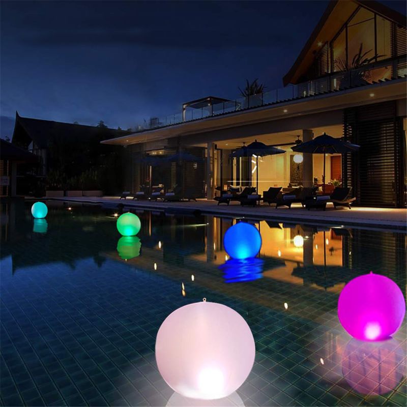 LED Beach Ball 16'' Pool Toy with Remote Control, 16 Colors Lights and 4 Light Modes, Outdoor Pool Beach Party Games