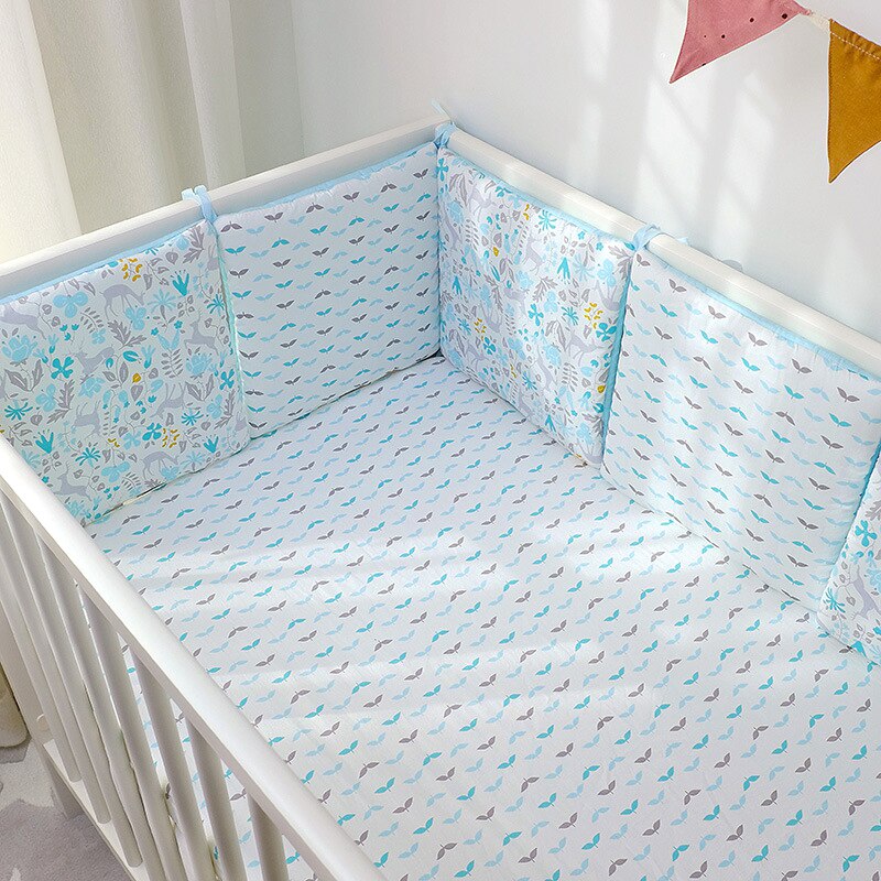 6 Stk/set Wieg Bescherming Pad Vierkante Bed Omliggende Wieg Decoratie Gedrukt Kussen Bed Omtrek Bumper Baby Wieg Beddengoed Set: 4