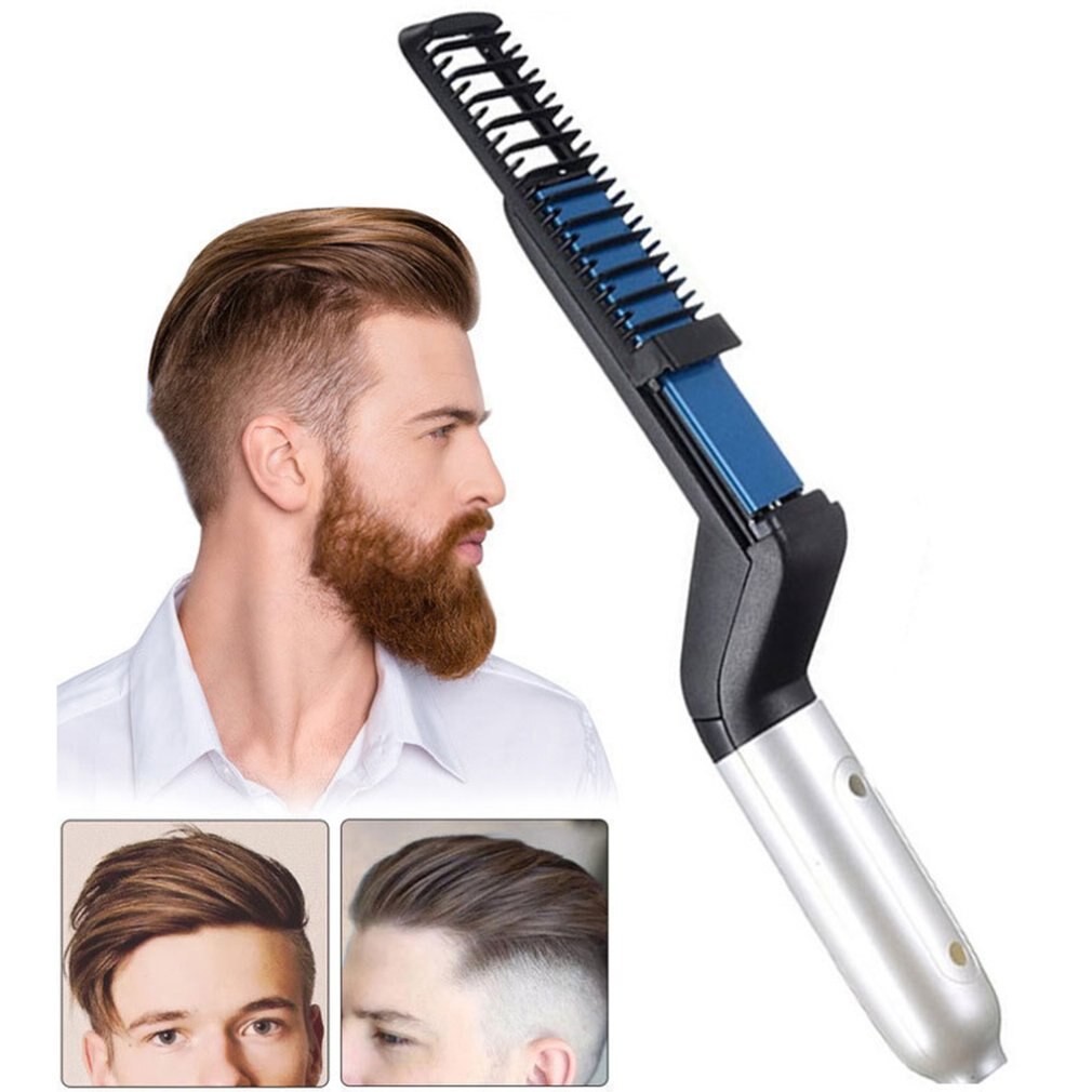 Peine cepillo de pelo multifuncional alisador de barba alisador de cabello peine eléctrico alisador de barba para hombres