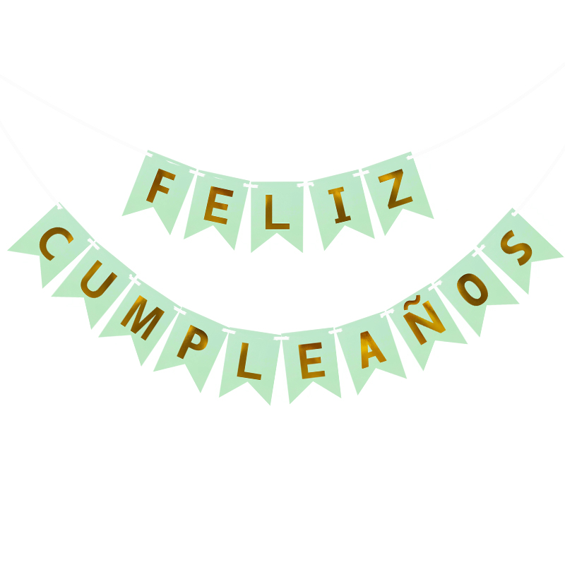 1 sett spansk gratulerer med dagen Bunting banner brev feliz cumpleaños papir krans bursdagsfest hengende flagg dekorasjon forsyning: B05