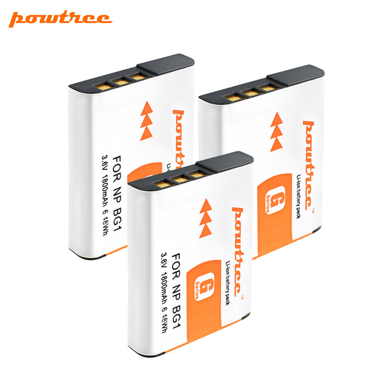POWTREE 3.6V 1800mah NP-BG1 NP BG1 NPBG1 Batterij + LCD Charger Laad Camera Batterij voor Sony Cyber- shot DSC-H3 DSC-H7 DSC-H9: 3 Battery