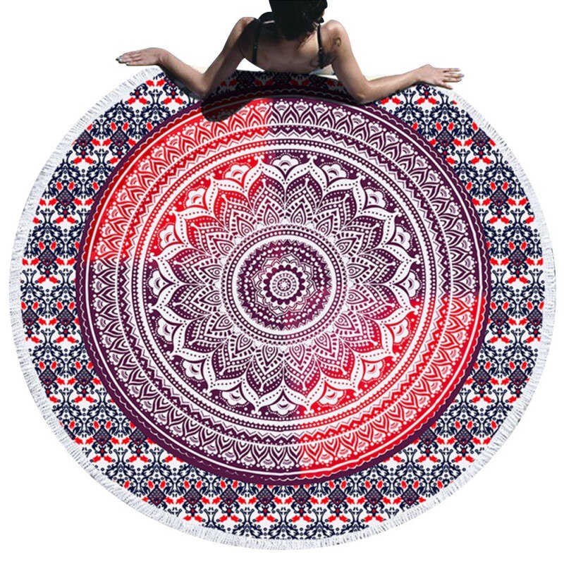 Ronde Mandala Strand Deken Hippie Indian Mandala Kleed Strand Handdoek Meditatie Tapijt Diameter 59 Inches (150 Cm)