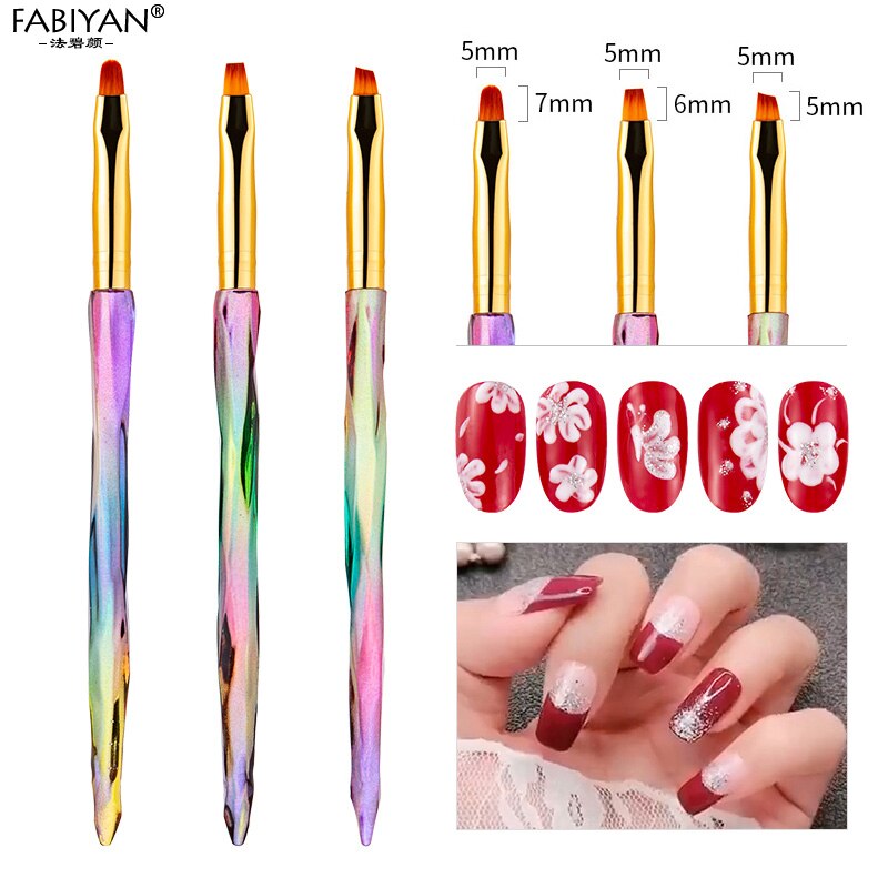 3Pcs Nail Art Brush Gradiënt Acryl Pen Franse Liner Pen Tekening Lijnen Of Schilderen Bloem Diy Manicure Tool