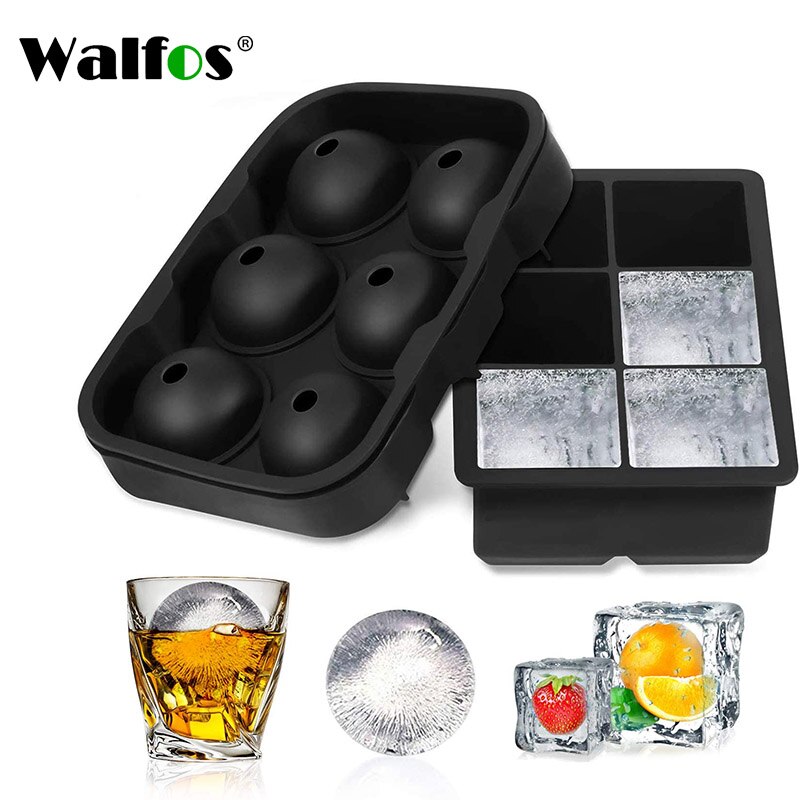 WALFOS whisky Cocktail grand bac à glaçons 6 trous forme de glaçon rond en forme de boule de glace fabricant Silicone glace moule barre