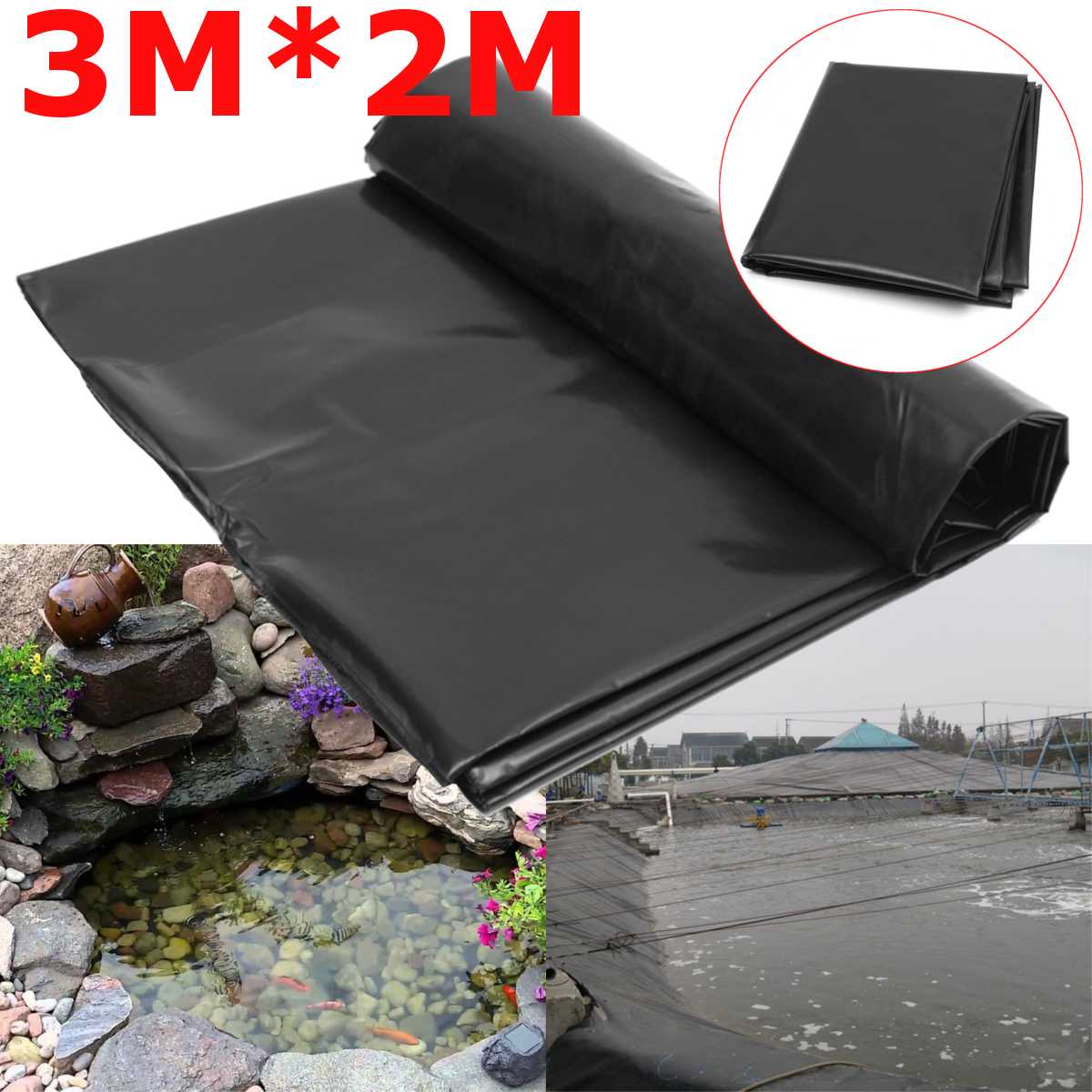 3X2M Waterproof Liner film Fish Pond Liner Garden Pool Reinforced HDPE Heavy Duty Guaranty Landscaping Pool Pond Landscaping