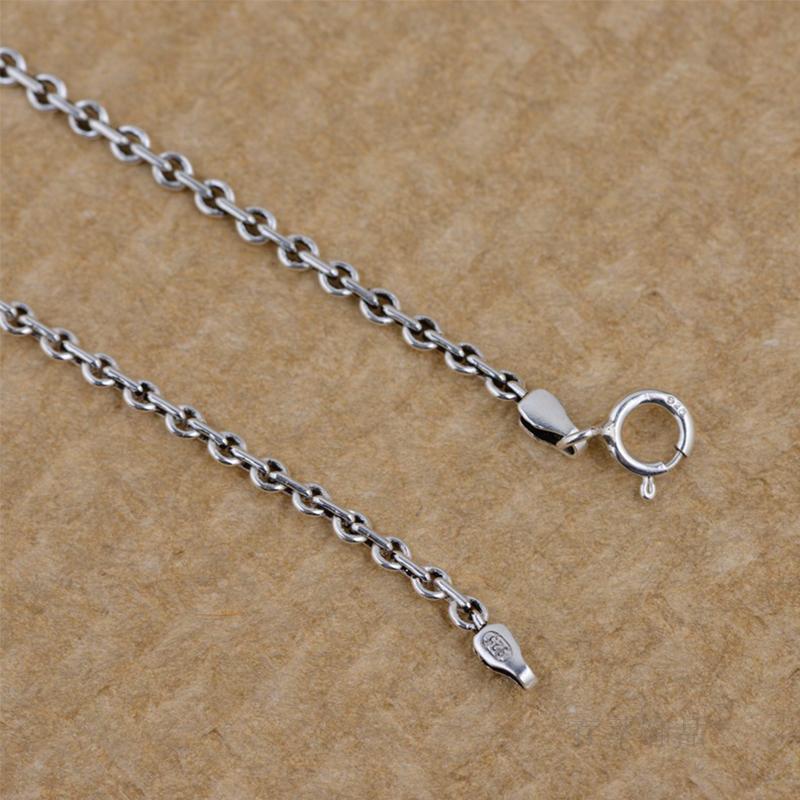 Collier Vintage en argent Sterling S925 pour hommes et femmes, chaîne ronde à boucle croisée, thaïlandaise, bijoux