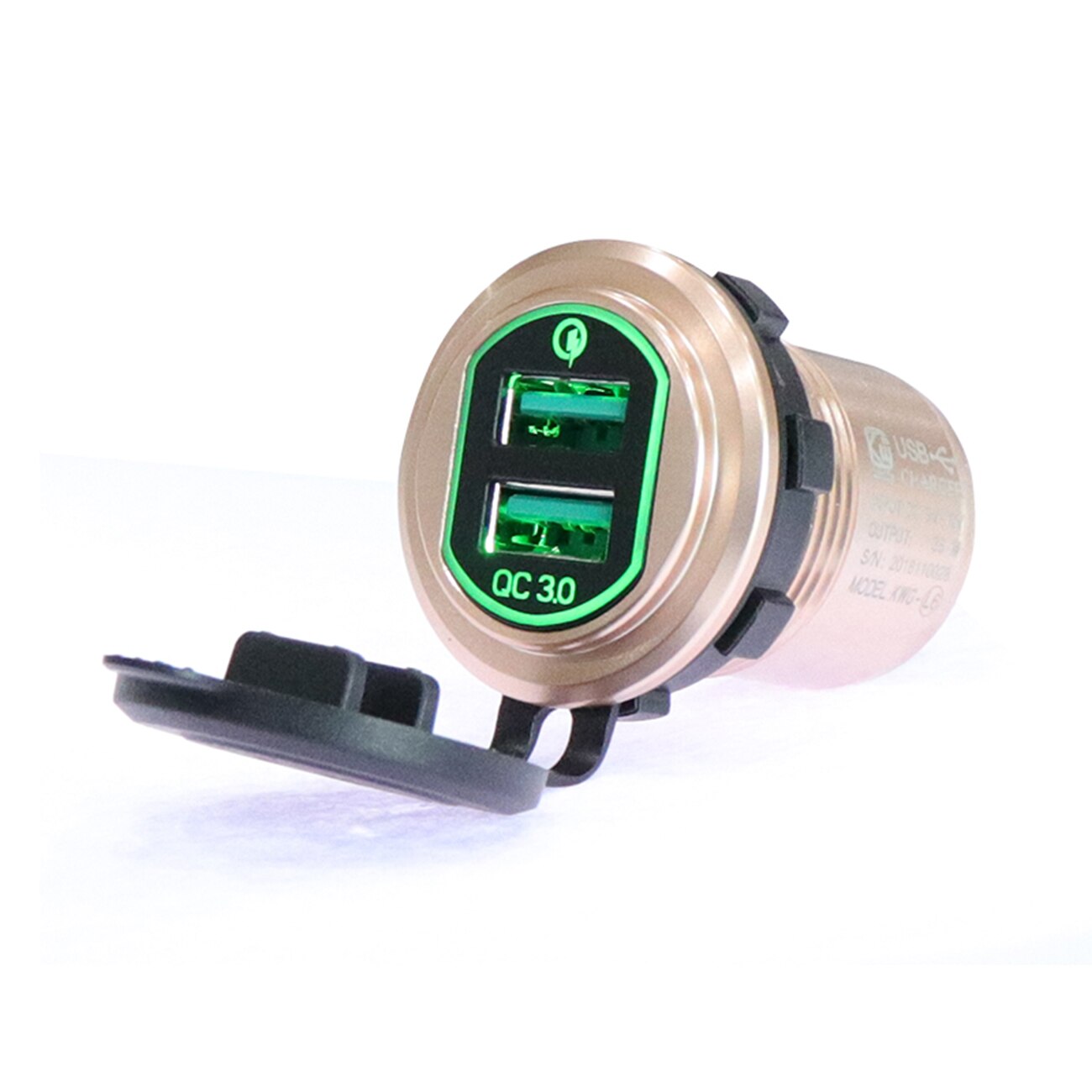 Qc 3.0 Usb Charger Snellader Motorfiets Dual Auto Usb Aluminium Charger Socket Led Display Met Caps Voor Vrachtwagen Boot auto Atv: QC3.0 GOLD