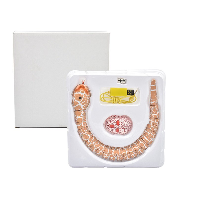 Rechargeable Remote Control Snake Prank Toys Infrared RC Naja Cobra Viper with Egg Automatic Eletronic Snake Cat Teasering Play: Orange with box
