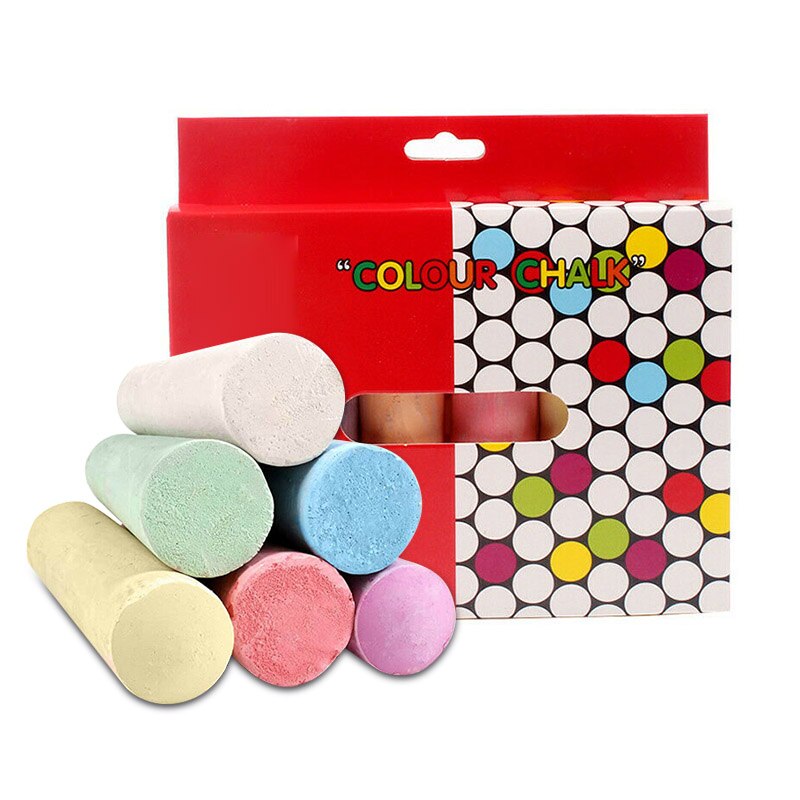 6/12pcs Mixed Colour Chalk Sticks Pack Water Soluble Kids Playground School Art Learning UY8