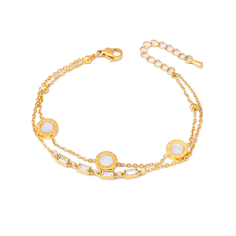 316l Roestvrij Staal Mode Fijne Sieraden 8 Verschillende Stijlen 2-Laags Hart Vlinder Zirkoon Charm Ketting Armbanden Voor Vrouwen: Donker Goud