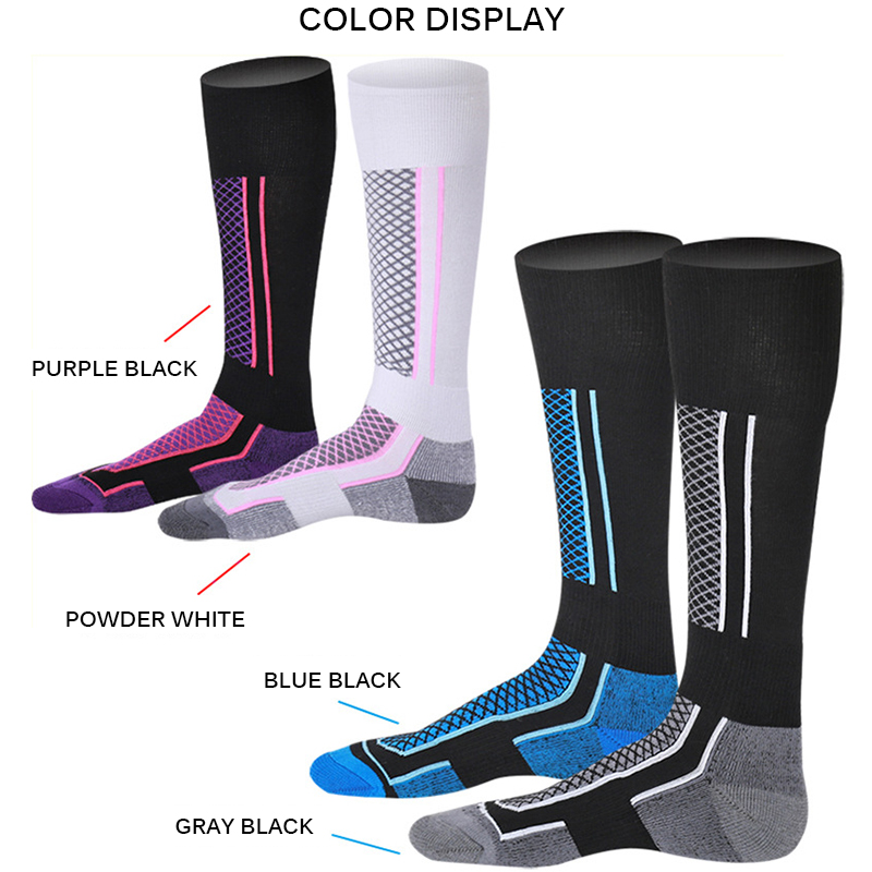 Winter Ski Sports Socks Women Man Thermal Long Ski Shock Absorption Snow Walking Hiking Socks Warm Breathable Snow Sports Socks