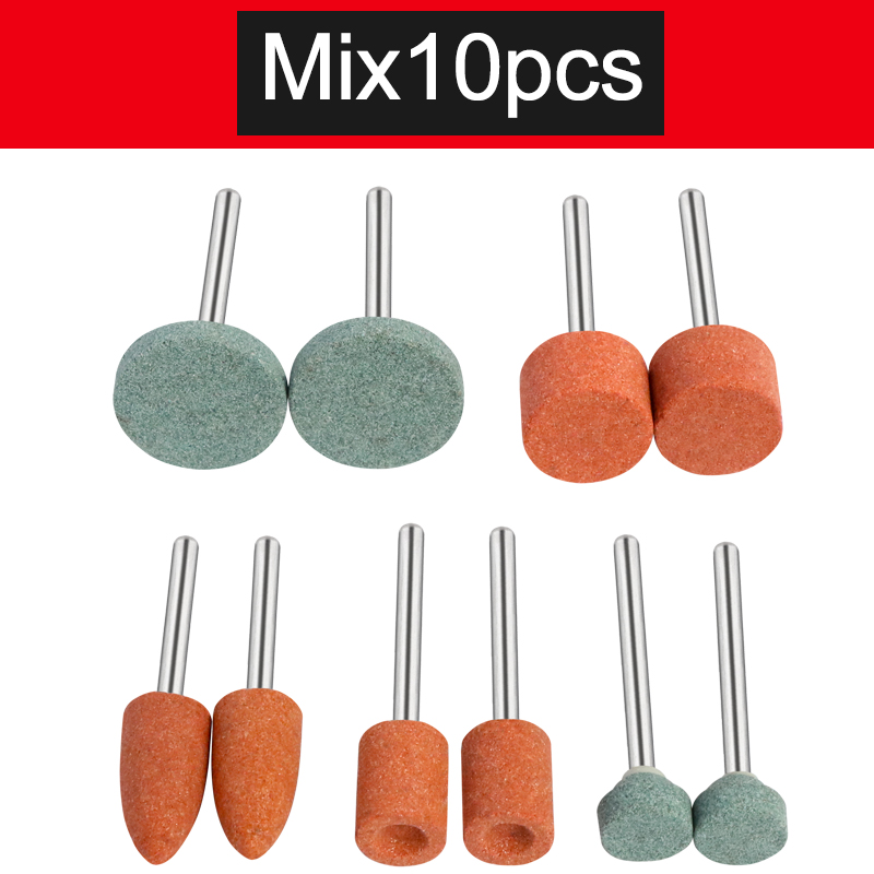 Abrasive Mounted Stone 10pcs 3mm Shank Grinding Head Stone Wheel For Rotary Tools Accessories: WHITE