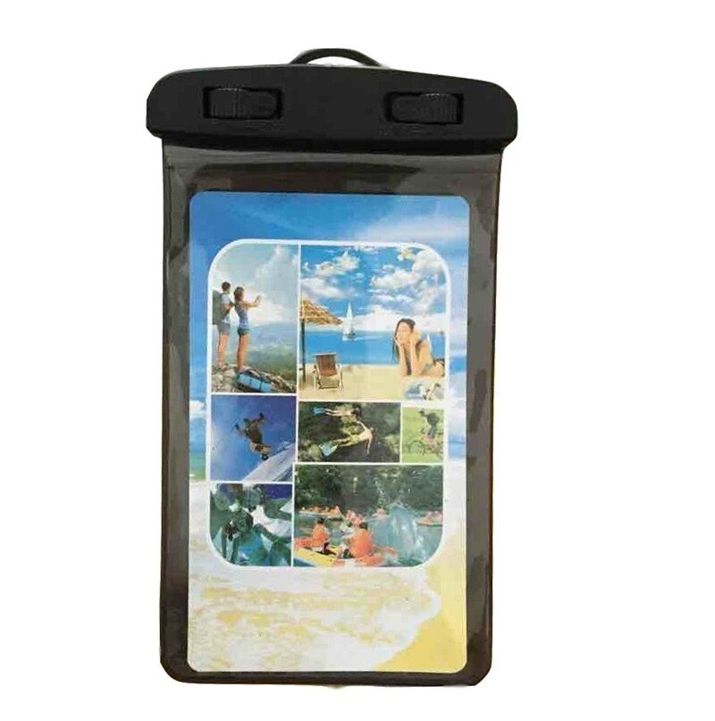 Touch vandtæt mobiltelefon tasker pvc universal mobiltelefon tør pose dække svømning dykning opbevaring taske telefon taske taske 105 x 175mm: Sort