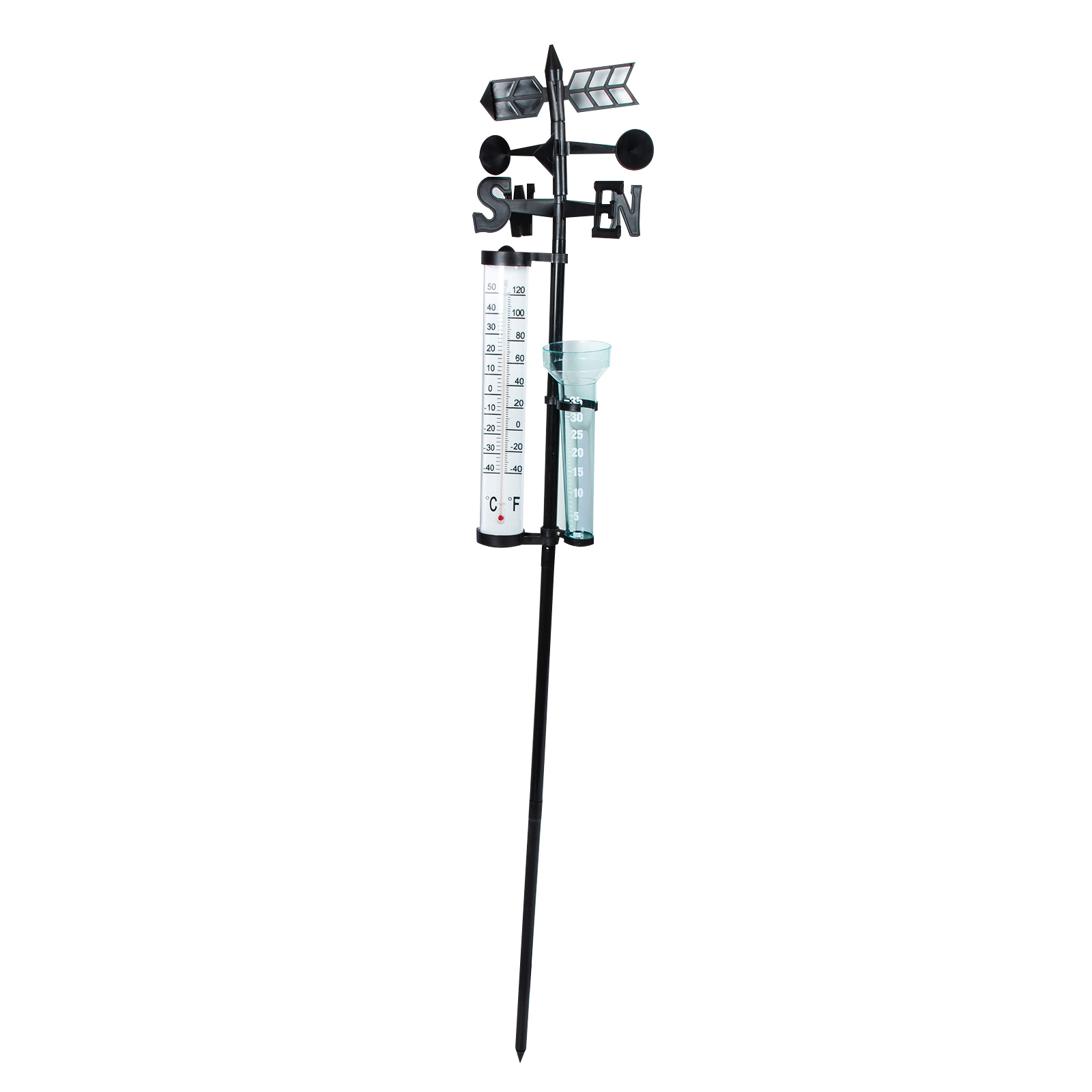 3-in-1 Outdoor Rain Gauge Practical Rain Measurer Wind Indicator