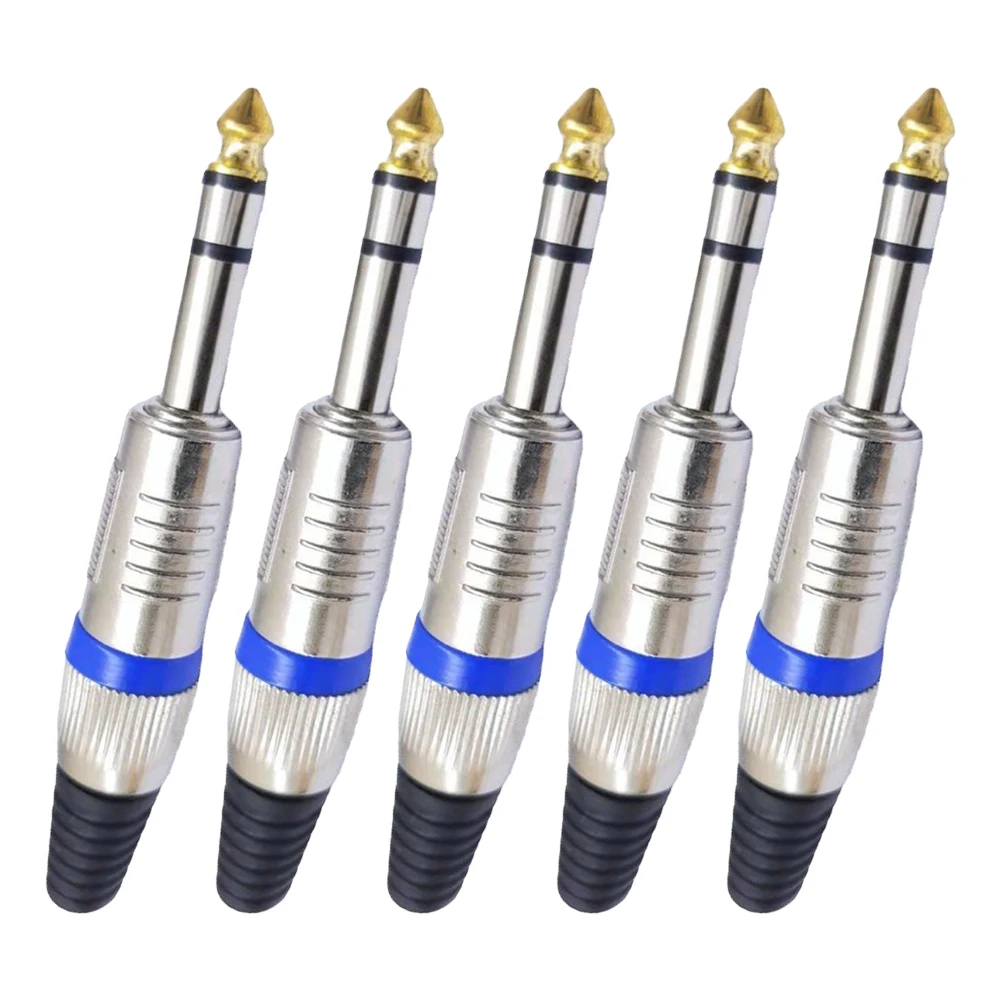 Set di adattatori audio da 5 pezzi: spine placcate in oro da 6,35 mm a RCA/3,5 mm, alloggiamento in metallo, blocco a vite, audio Hi-Fi per microfono/ampli/altoparlante
