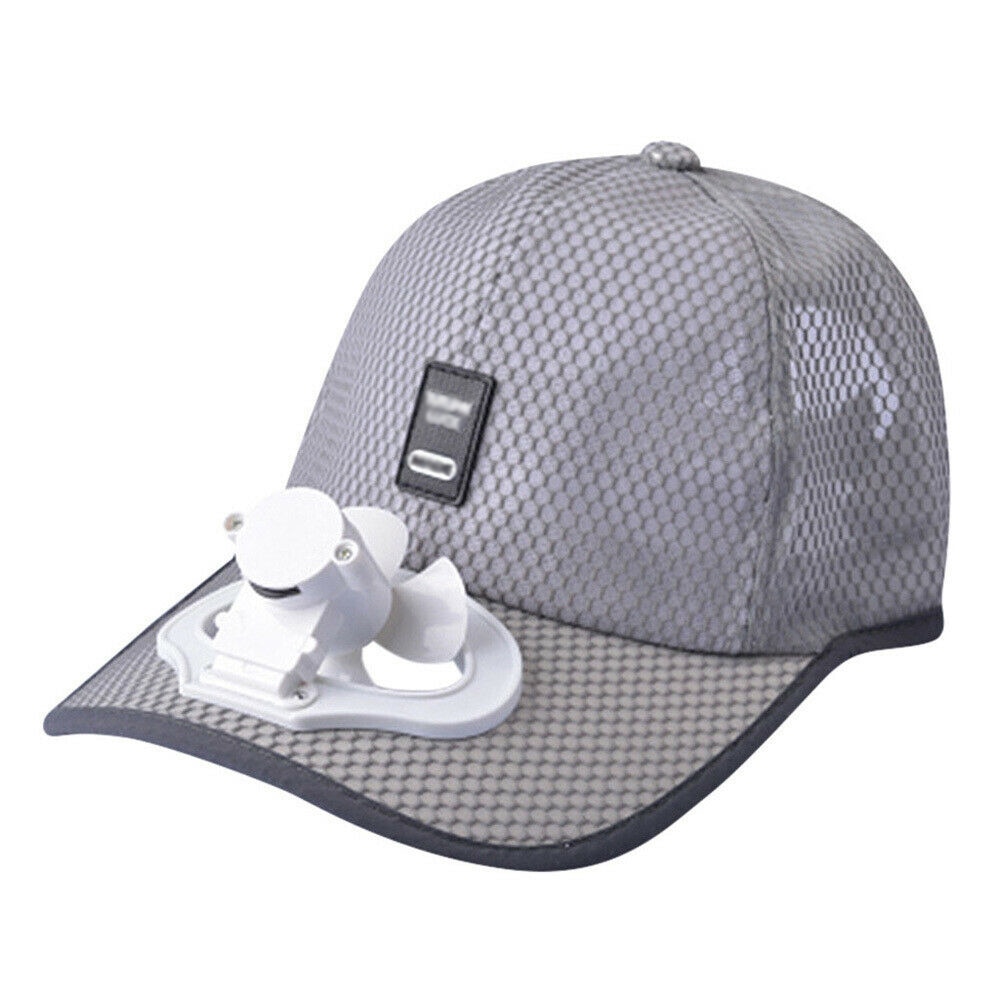 Zomer Fan Cooling Baseball Cap Hoed Usb Opladen Ademend Schaduw Zonnebrandcrème Hoed Vereist Vissen Zomer Sport Outdoor: gray