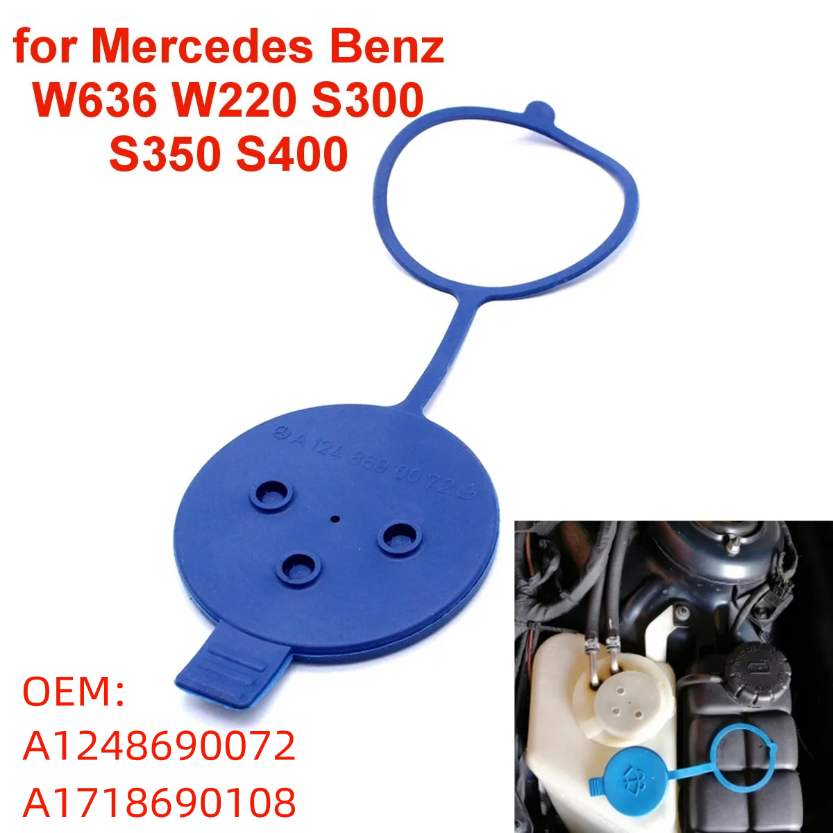 A 1248690072 Tapa del tanque del depósito de líquido limpiaparabrisas del coche A 1718690108 Para Mercedes-Benz W169 W220 W221 W636 W204 W166