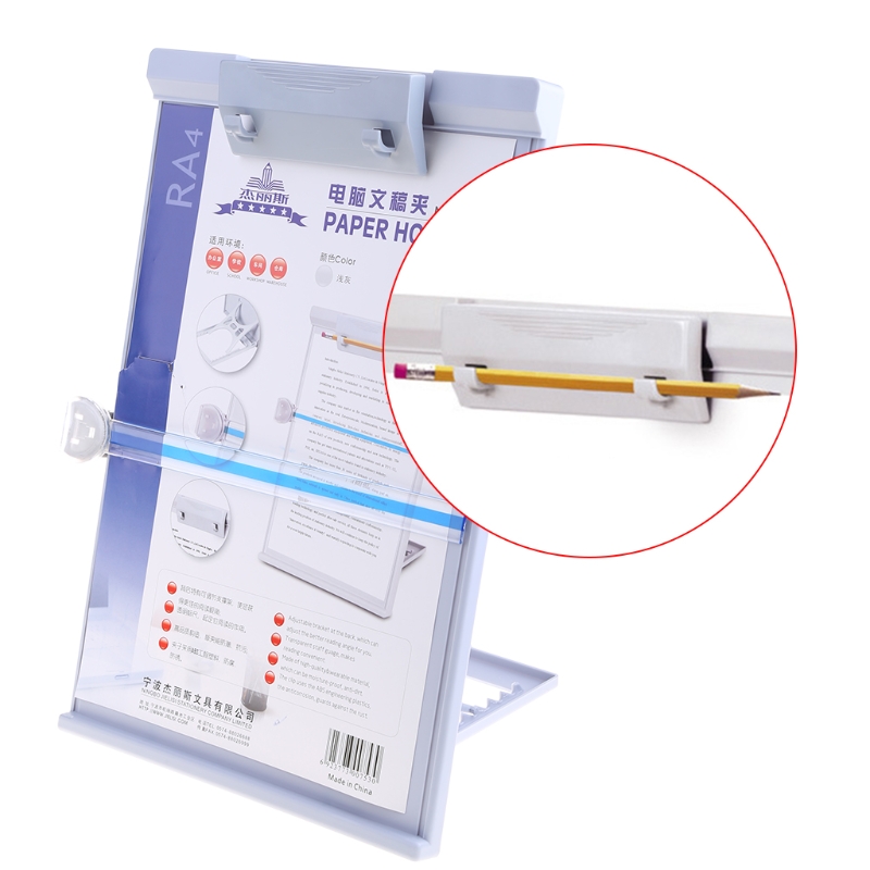 Plastic Adjustable Computer Document Holder Book Rack Stand Reading Typing Frame Office