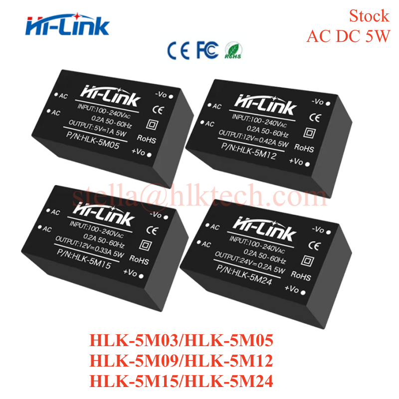 HLK-5M12 HLK-5M05 HLK-5M24 HLK-5M03 HLK-5M09 Hi-Link oryginalny moduł zasilania 5W AC DC 220V do 3.3V/5V/9V/12V/15V/24V przełącznik CE FCC