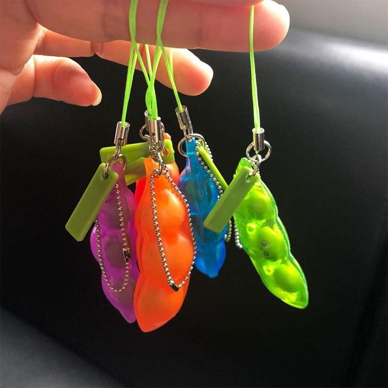 Linzen-erwtenkleur fidget toy antistress knijp edamame stressverlichtend speelgoed sleutelhanger openrits bonen emotie fidget sleutelhanger