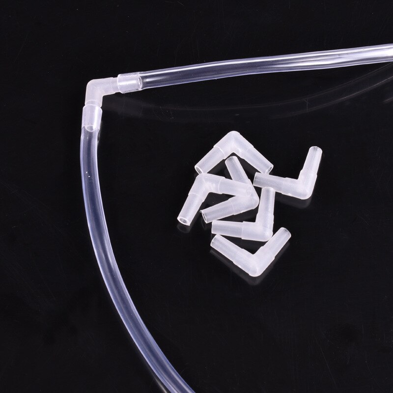 50 stuks 4Mm L-vormige 90-graden Fish Tank Air Line Tubing Joint 2 Manier Clear Elleboog Buis connector Valve Aquarium Aquarium Accessoire