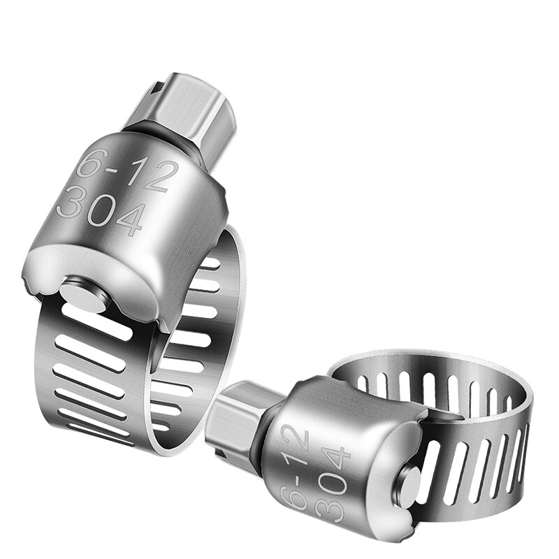 Ajustable de acero inoxidable 6-12mm engranaje de tornillo sin fin de la abrazadera de la manguera de combustible línea Abrazadera para tuberías de automoción y mecánica 12 unids/lote