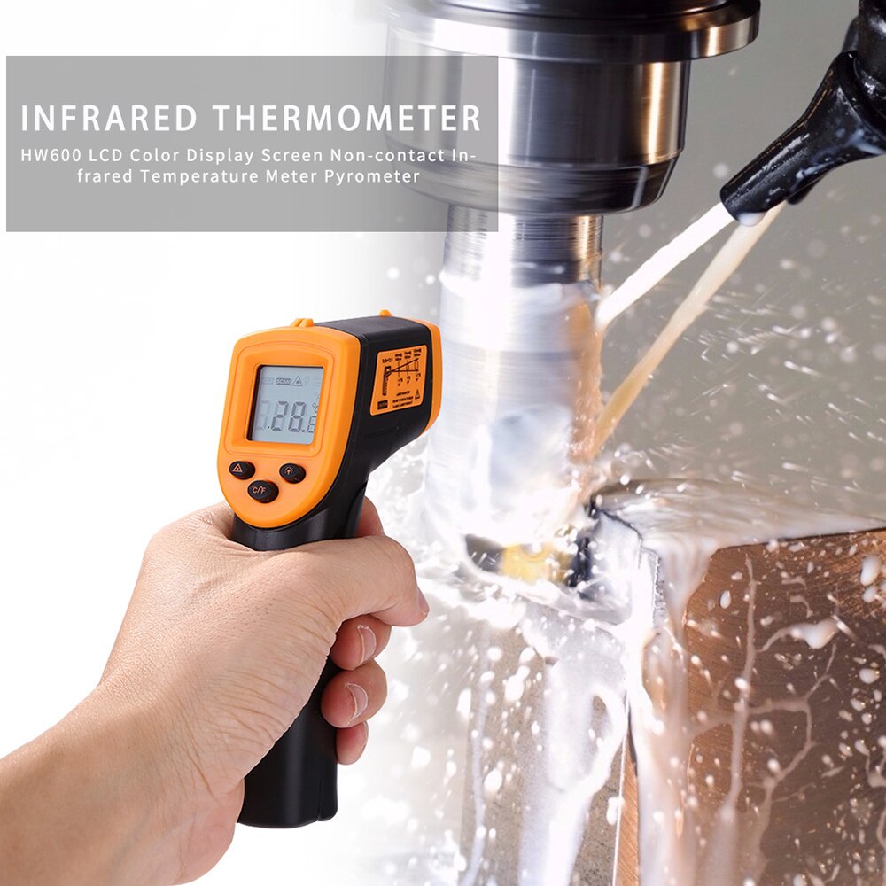 Compteur de température d'affichage à cristaux liquides de thermomètre infrarouge sans Contact tenu dans la main de HW600, thermomètre industriel d'ir numérique