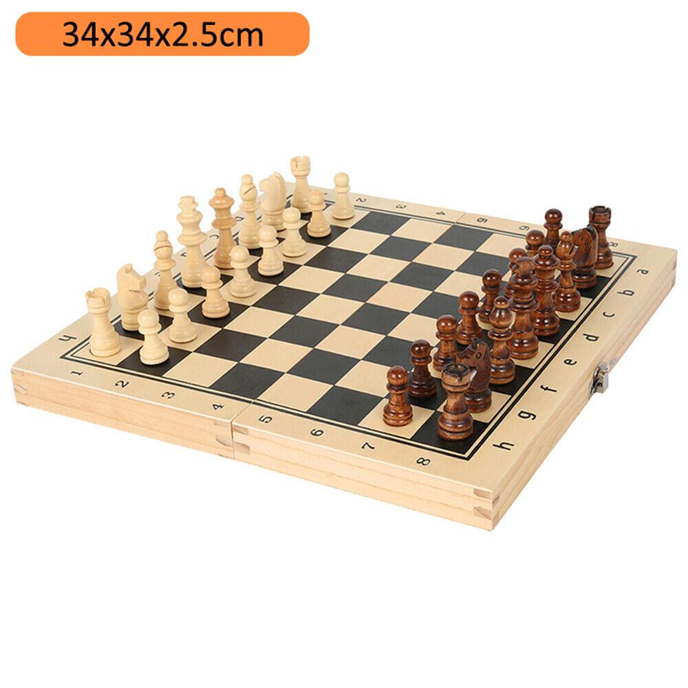 Grote Schaken Houten Set Vouwen Schaakbord Magnetische Stukken Hout Board Verjaardag Cadeaus Voor Kinderen: 34x34x2.5cm