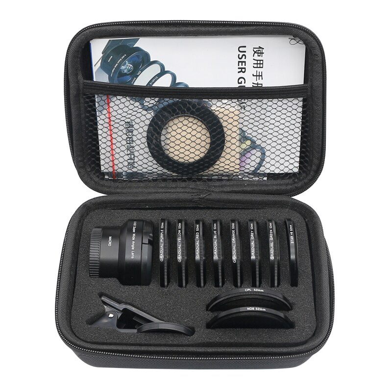 Ensemble de filtres SLR 12 en 1 pour smartphone, pour photographie, objectif Macro grand angle à 7 couleurs dégradées, CPL Starlight