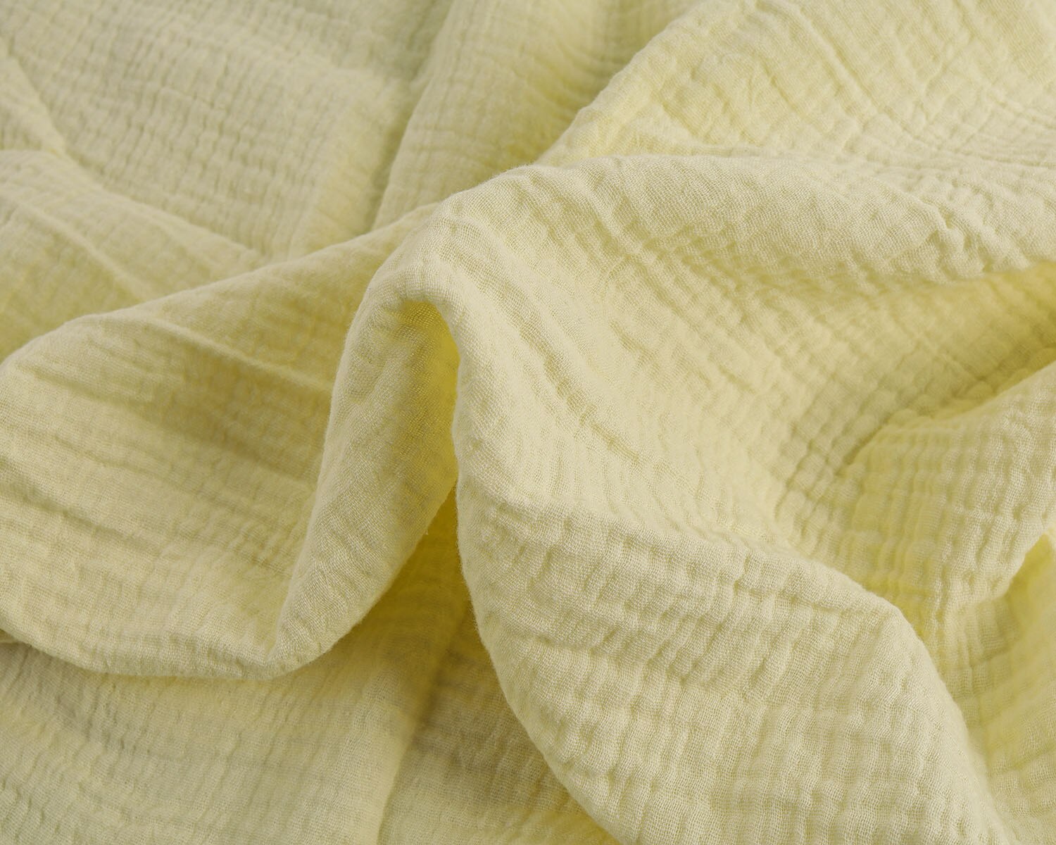 2-Layered Gauze Soft Crinkle Cotton Muslin Fabric 135x50cm - Sold By The Half Meter: Baby yellow