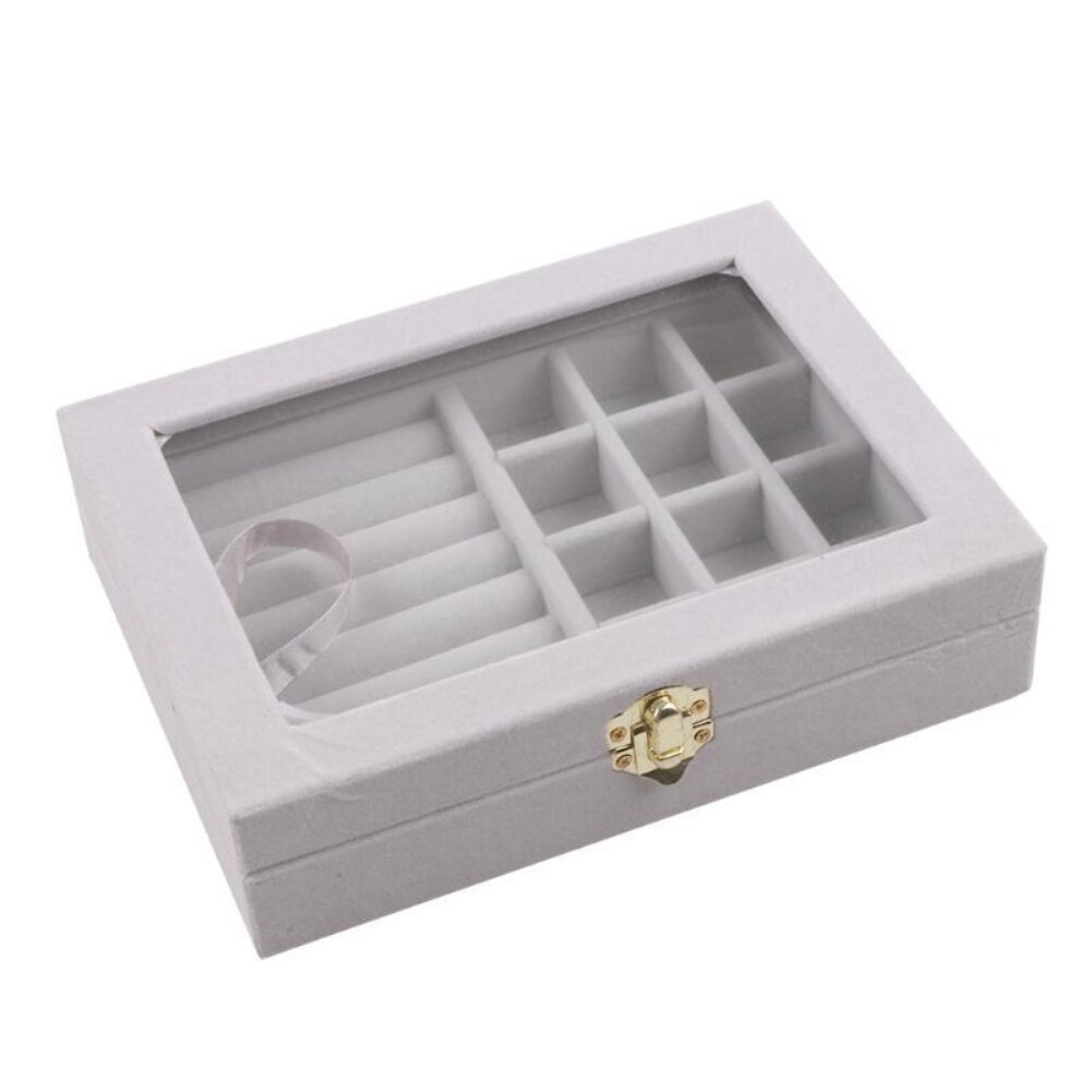 Velvet Jewelry Ring Earring Insert Display Cufflinks Organizer Box Wooden Flat Stackable Tray Holder Storage Showcase for Rings/: Grey