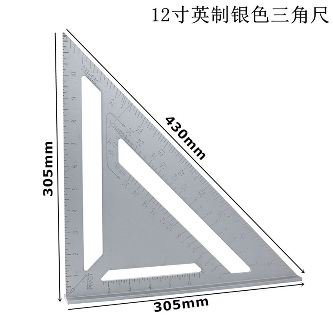 7/12Inch Driehoek Hoek Gradenboog Aluminium Speed Vierkante Meten Heerser Mijter Voor Framing Gebouw Timmerman Gereedschap: 12inch