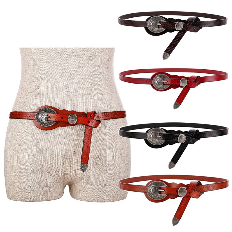 Vintage Metal Buckle Head Waist Belt Womens Medeival Larp Viking Costume Accesory Fashon Thin Waistband Straps Curved For Lady