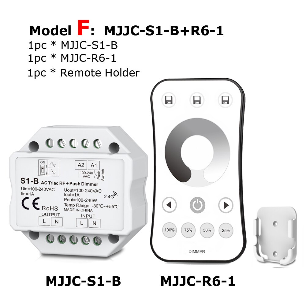 Triac LED Dimmer 220 v 230 v 110 v AC Draadloze RF Dimbare Push Schakelaar met 2.4g Afstandsbediening voor Enkele Kleur LED Lamp Lampen: Model F