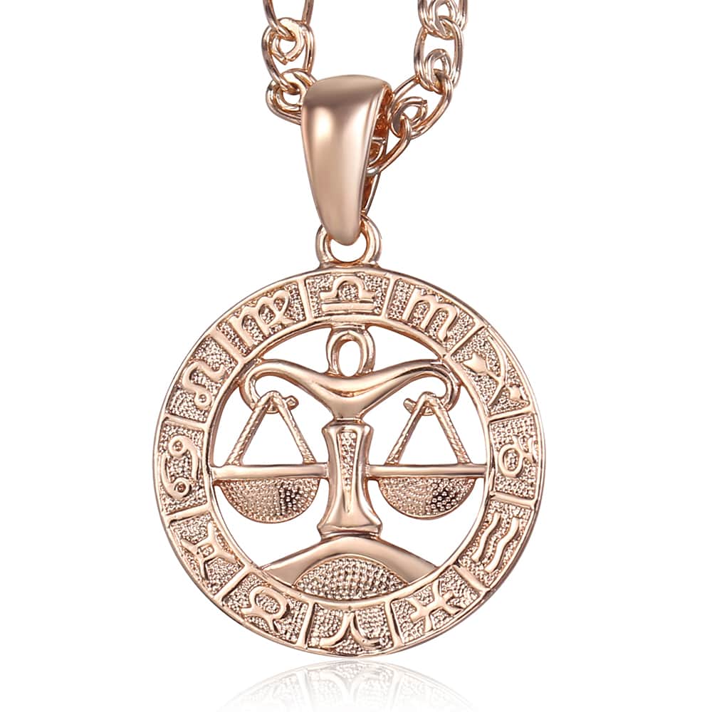 Davieslee 12 Horoscope Zodiac Sign Pendant Necklaces For Women Men Gold Color Aries Leo 12 Constellations DGPM24