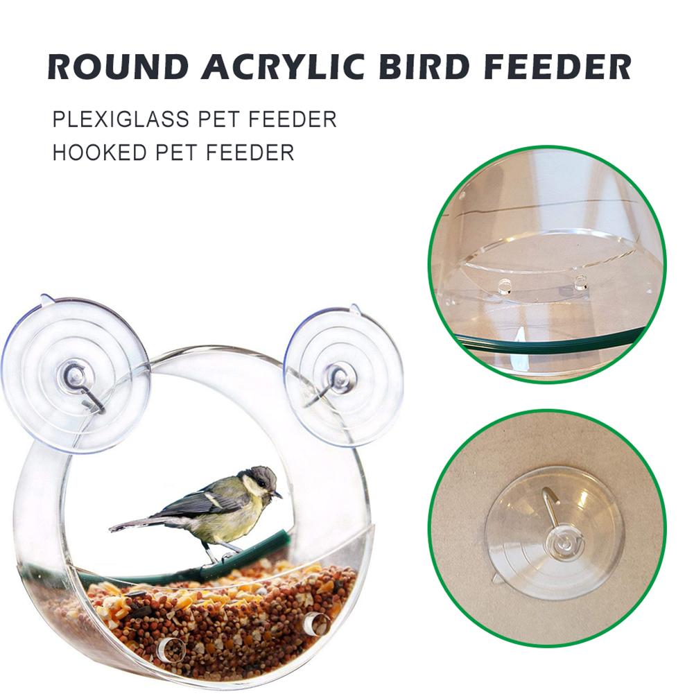 Round Bird Feeder window bird feeder For budgie feeder Hanging Feed sparrow cage In The Birdhouse Window Bird Feeder Bird Cage