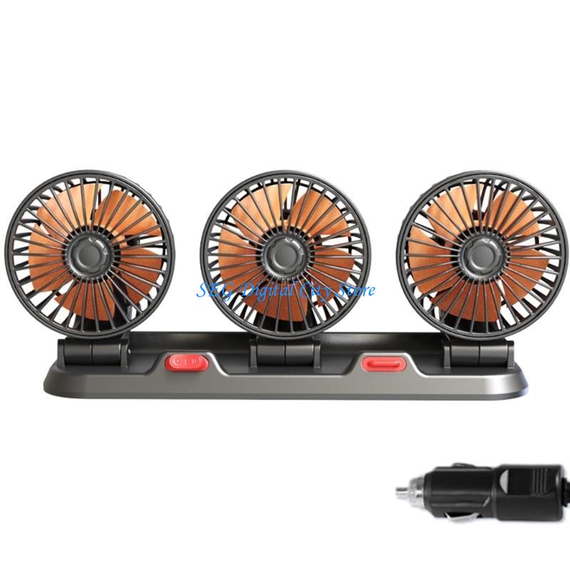 Ventilatore Auto - 360 Gradi Regolabile 3 Teste - Ventilatore Elettrico 5V/12V/24V