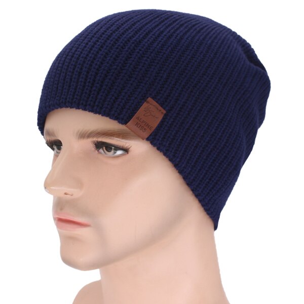 Skullies Mutsen Mannen Gebreide Muts Winter Hoeden Voor Mannen Winter Cap Vrouwen Motorkap Mannelijke Gorro Masker Touca Mannelijke Beanie hoed heren Cap: navy