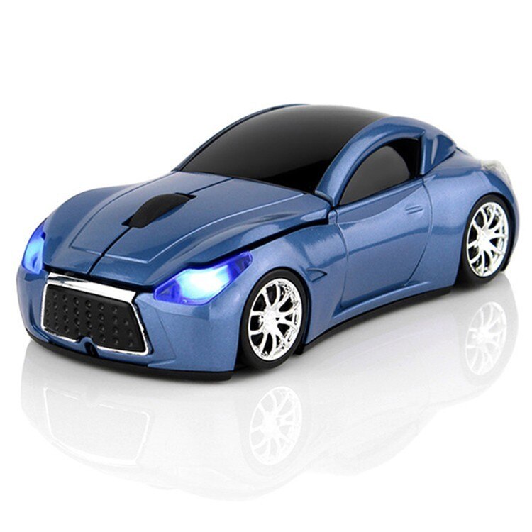 Chyi auto-vormige draadloze muis, usb optische computer mini-muis, 3d pc 1600 dpi muis met led-lampje voor kindernotebook en laptop: Blauw