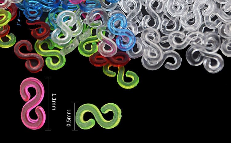 400Pcs Transparante Plastic S C Clips Gemengde Kleur Loom Elastiekjes Voor Diy Armband Kleurrijke Sluitingen Armband Kinderen Sieraden