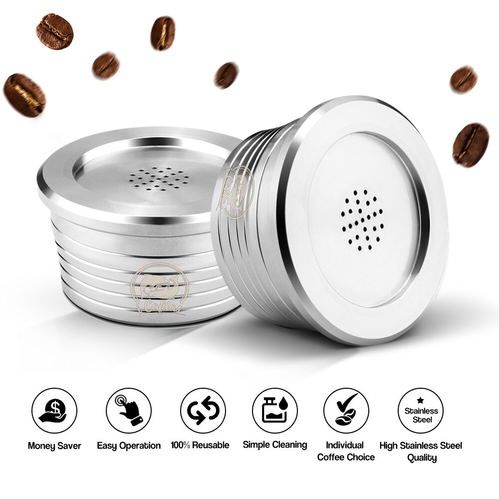 Återanvändbara kaffekapslar rostfritt stål återanvändbara kaffekapselkoppfilter kompatibla med delta q / cafissimo / dolce gusto: Dolce gusto