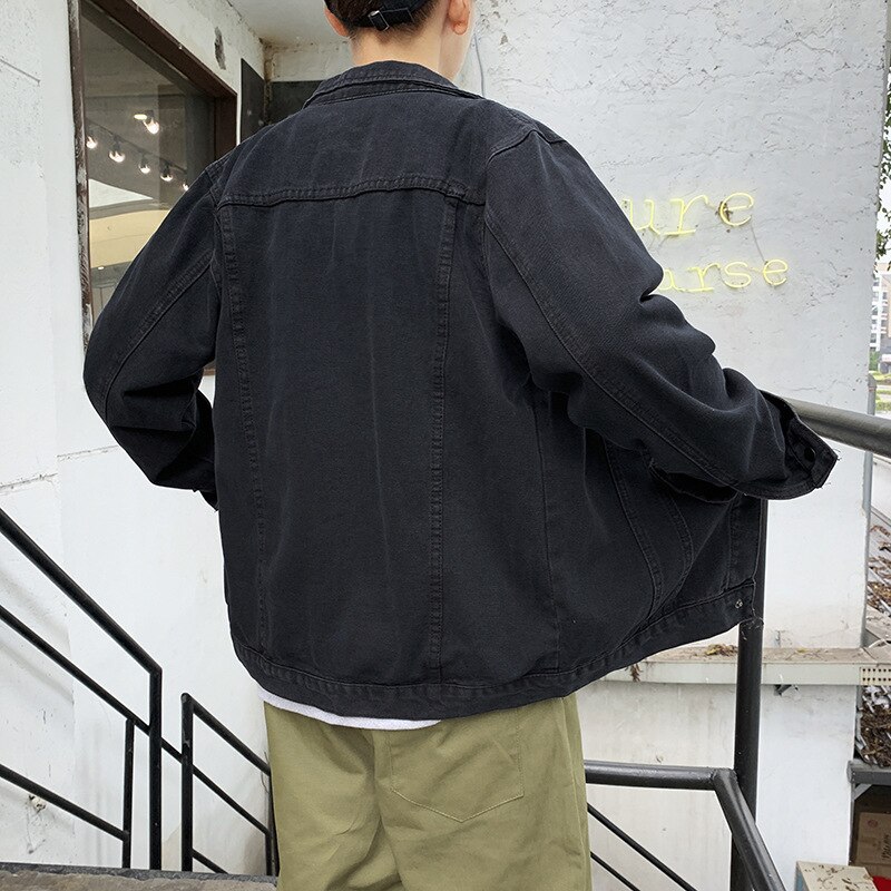 Chaqueta vaquera para hombre, chaqueta vaquera informal para adolescentes, negra, combina con todo, novedad de
