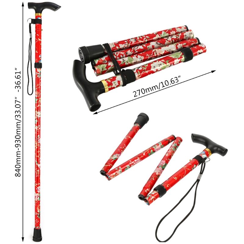 Walking Stick Easy Adjustable Height Folding Extendable Walking Cane Lightweight Flexible and Durable Walking Aid