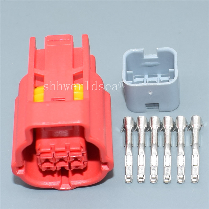 1 Juego de enchufe de diagnóstico OBD de coche rojo de 6 pines macho hembra enchufe Universal automático conector automotriz cubierta de protección de MWTPB-06-1A-R: Negro