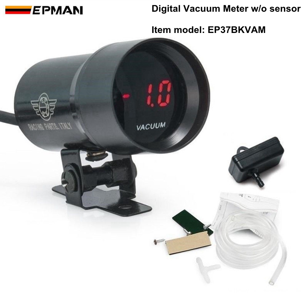 EPMAN 37mm Digital Geraucht Volt Meter Wasser Temp Öl Temp Messgerät Öl Drücken Sie Messgerät Schub Turbo Meter Tachometer EP-DGT-AF: Vakuum Messgerät