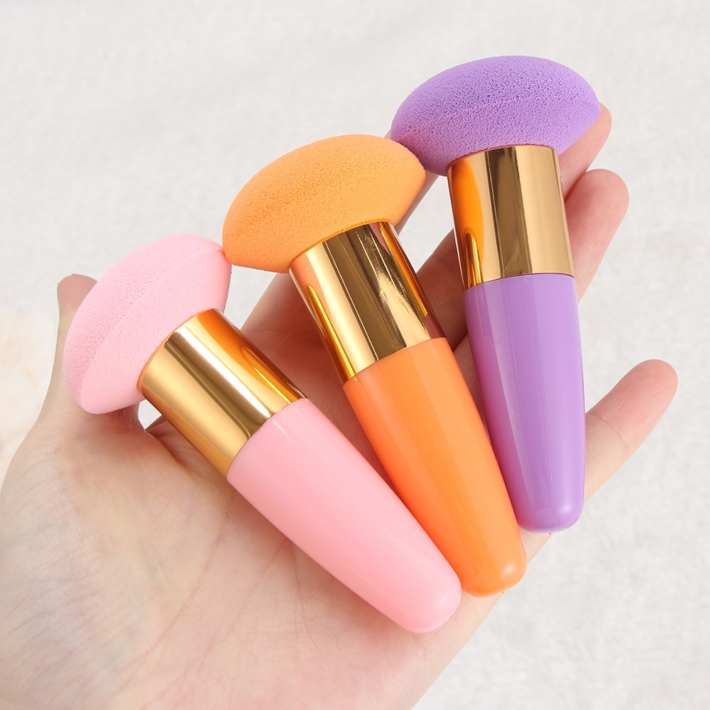 1Pc tête de champignon bouffée fond de teint éponge liquide beauté cosmétique poudre bouffée avec poignée lisse femmes visage maquillage outils directe