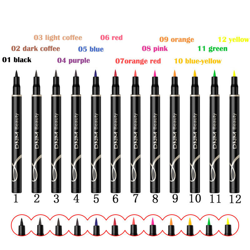 12- farvet eyeliner pen langtidsholdbar vandtæt svedtæt ikke blomstrende flydende eyeliner holdbar hurtigtørrende flydende eyeliner tslm 1