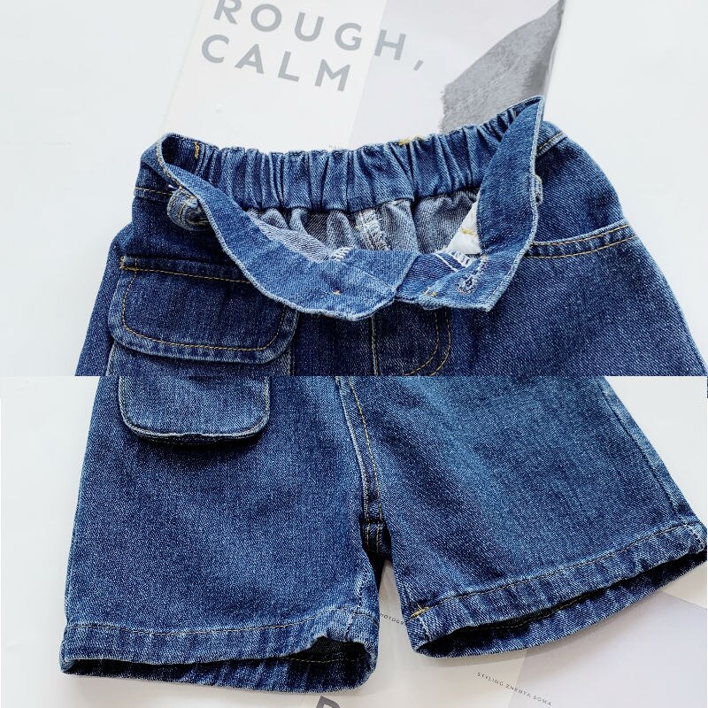 Imcute Bebé Ropa de verano bebé pantalones vaqueros de niña pantalones cortos de mezclilla azul claro pantalones cortos cintura elástica de algodón 1-6Y