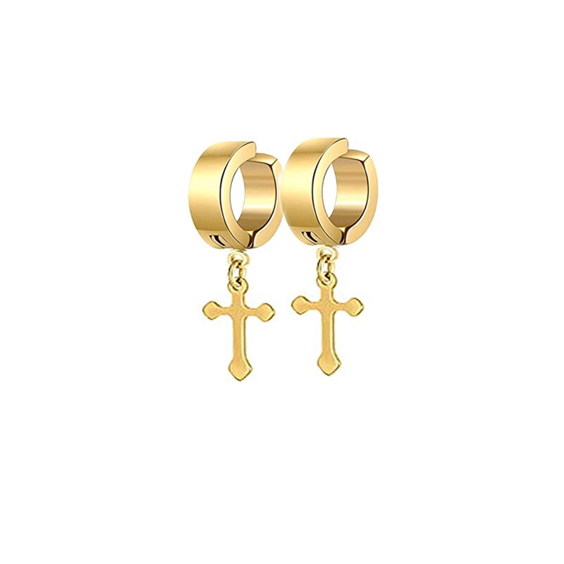 9 Pairs Rvs Hoepel Oorbellen Mannen En Vrouwen Oor Clips Huggie Niet-Geperforeerde Magnetische Oorbellen Set: StyleA-Gold-1pairs