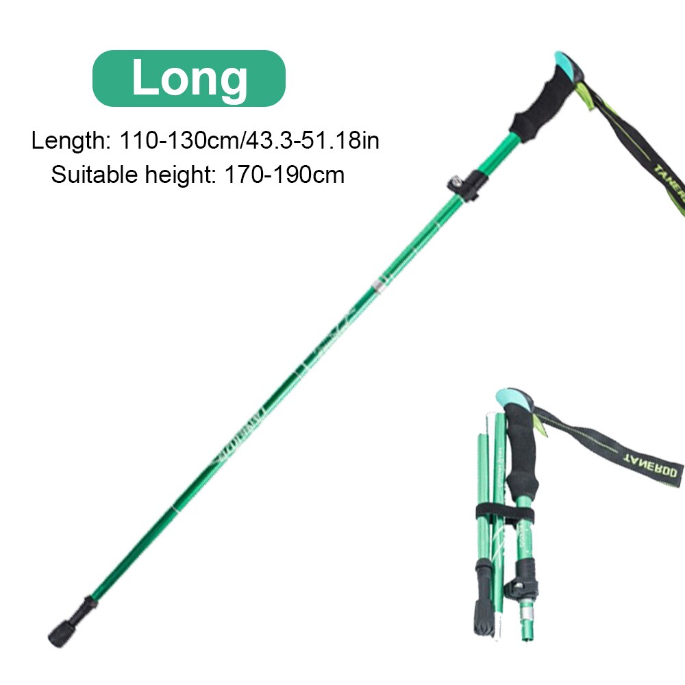 Outdoor Walking Stick Hiking Trekking Poles Ultralight Nordic Walking Pole Telescopic Crutches Antishock EVA Handle Folding Cane: long green